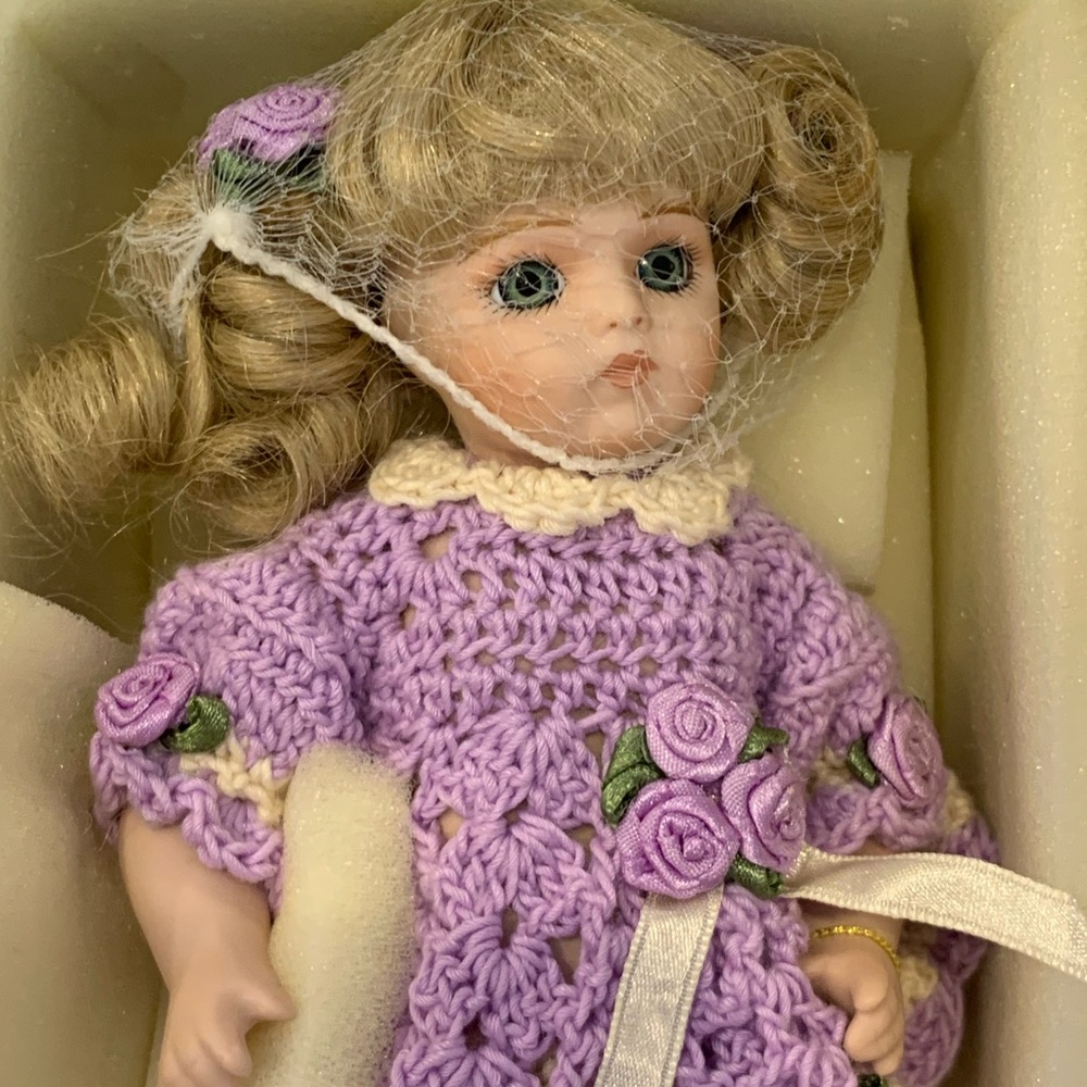 Designer Guild Collection Louisa Doll Purple Dress Blond hair New NWT in box